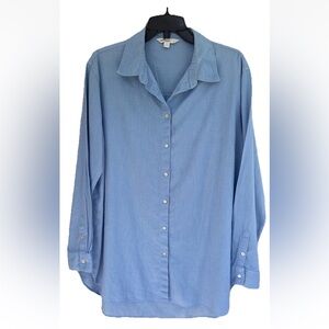 Real Basics Womens Down Shirt Long Sleeve Size M